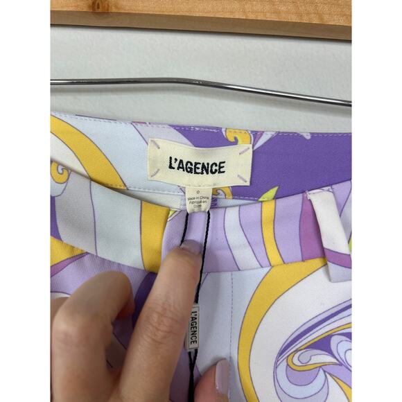 NWT L'Agence Lane Flared Purple Trouser Light Orchid Multi Saint Martin Size: 0 - Picture 5 of 8